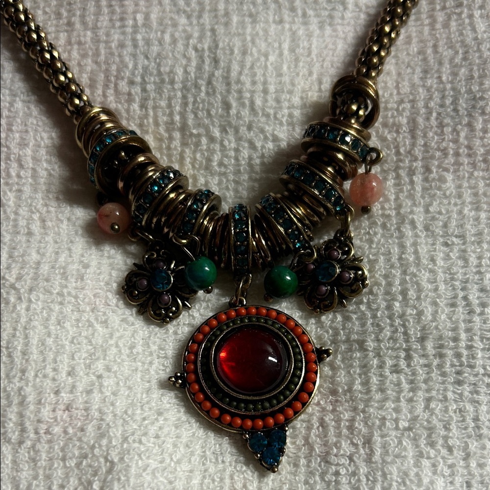 Bohemian‎ Multicolor Statement Pendant Necklace Charms Details